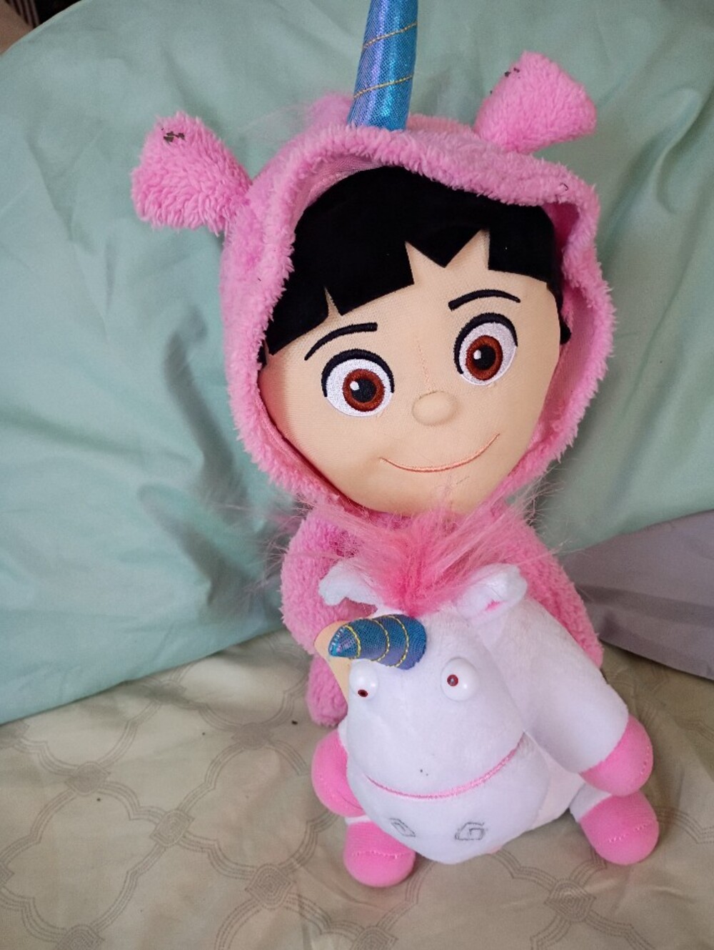 Universal Pink  AGNES from Despicable Me Unicorn Costume Plush Doll / Blue Horn
